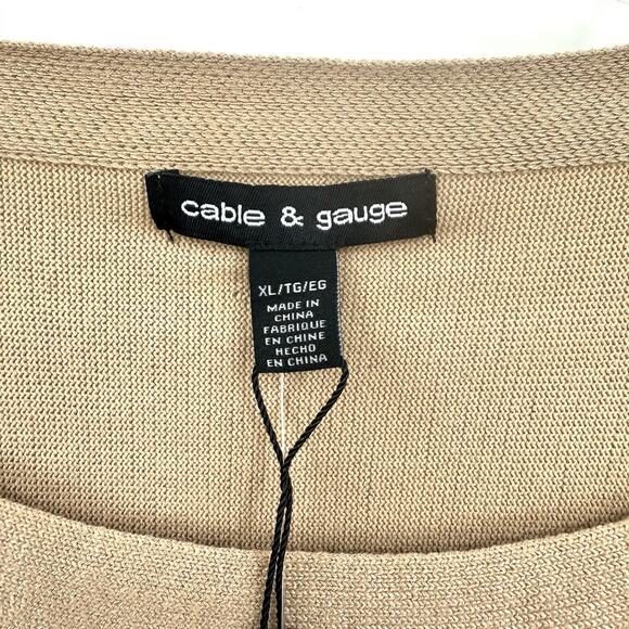 Cable & Gauge Camel Color 3/4 Sleeve Boat Neck Tunic Style Sweater Women's XL - Picture 3 of 8